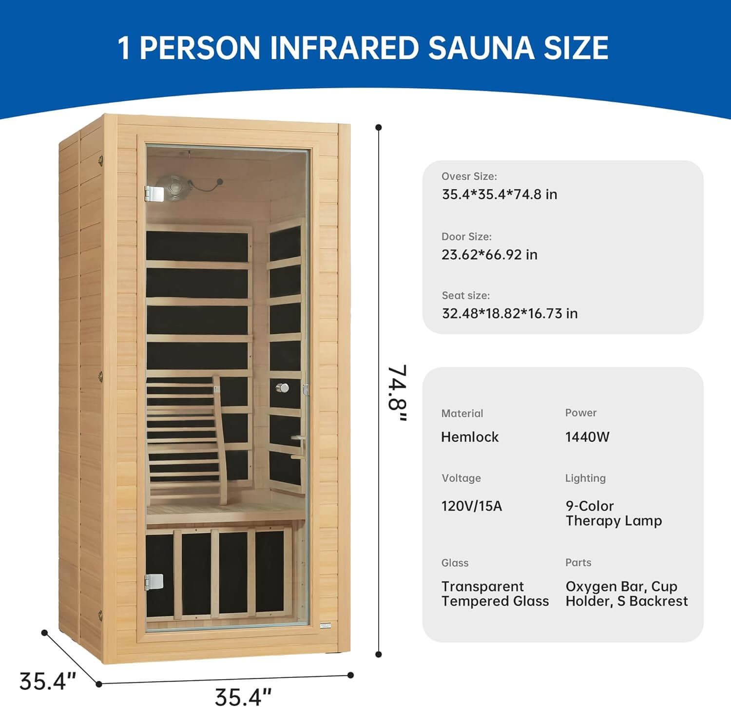 RESTISLAND Near Zero EMF Indoor Home FAR Infrared Sauna