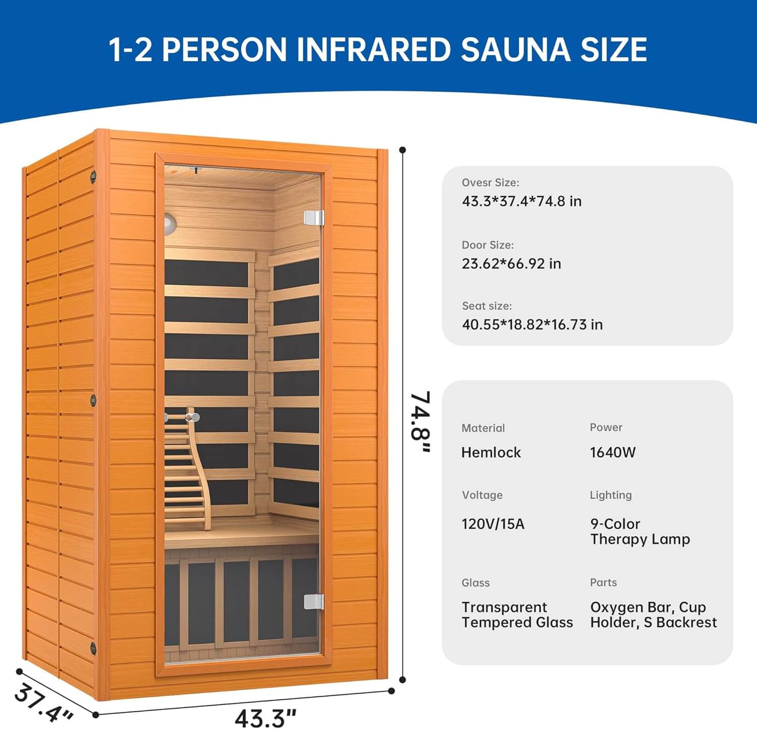 RESTISLAND Near Zero EMF Indoor Home FAR Infrared Sauna