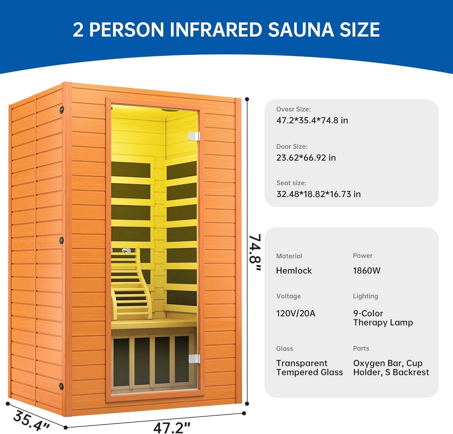 RESTISLAND Near Zero EMF Indoor Home FAR Infrared Sauna
