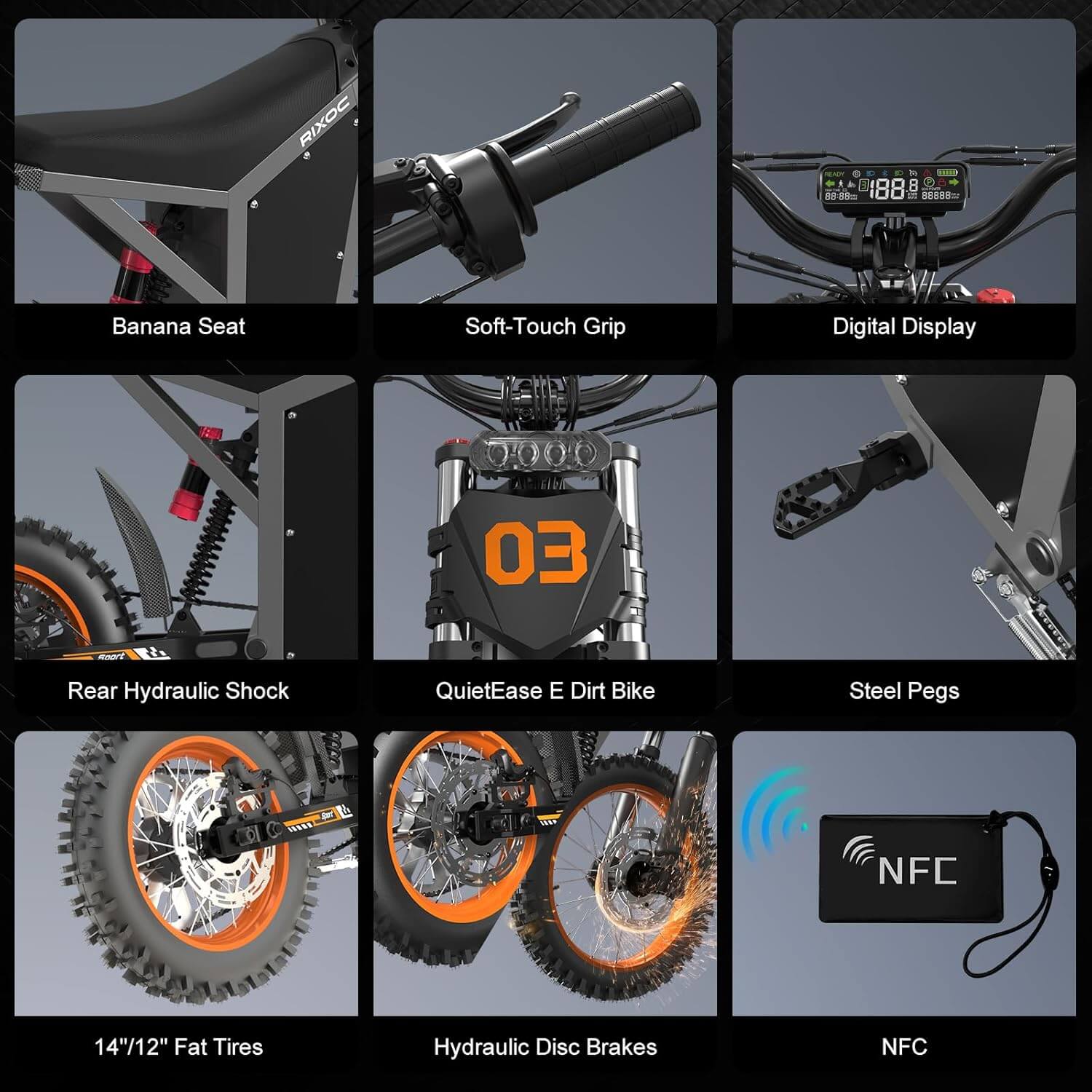 RIXOC GT16 3000W 52V Full Suspension Electric Dirt Bike