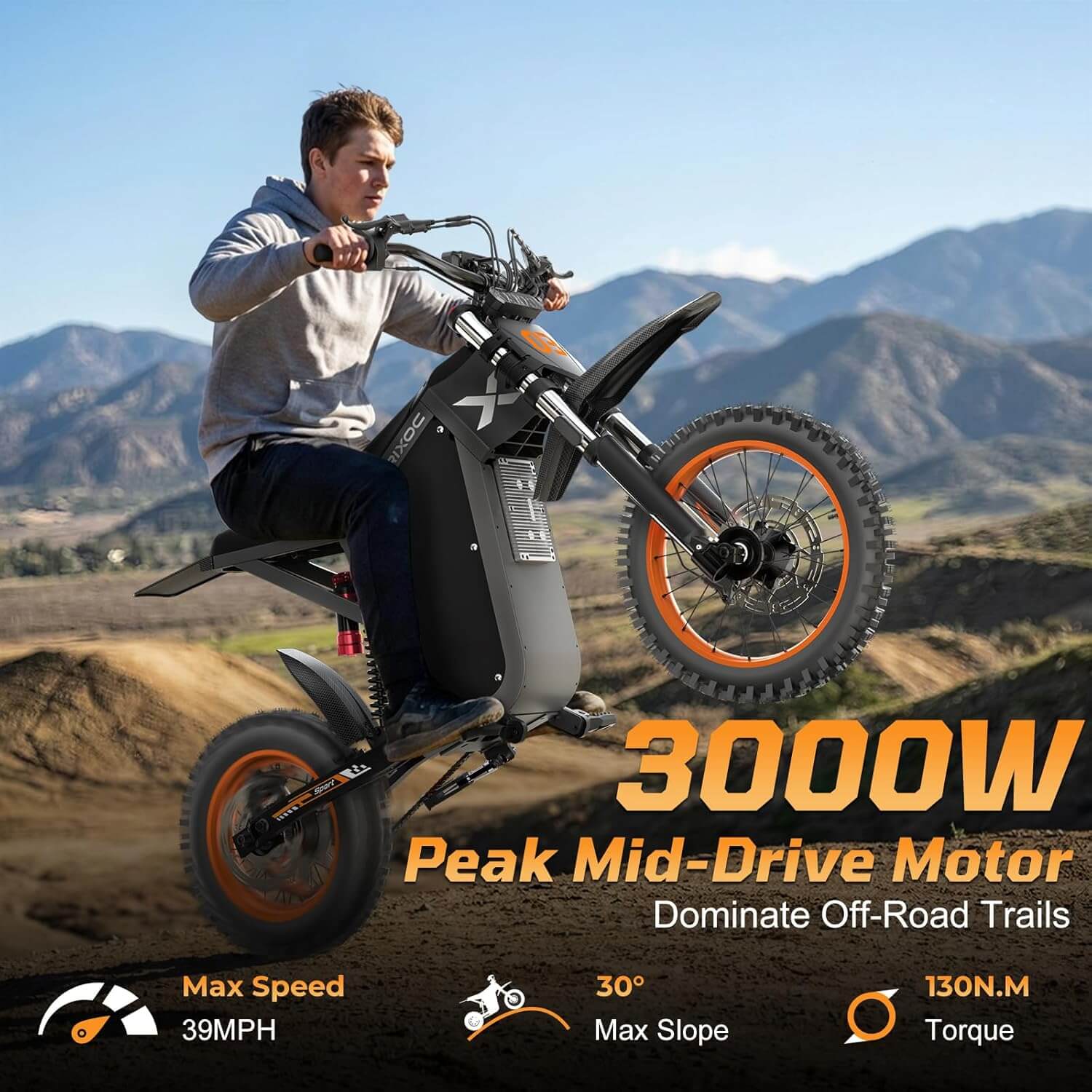 RIXOC GT16 3000W 52V Full Suspension Electric Dirt Bike