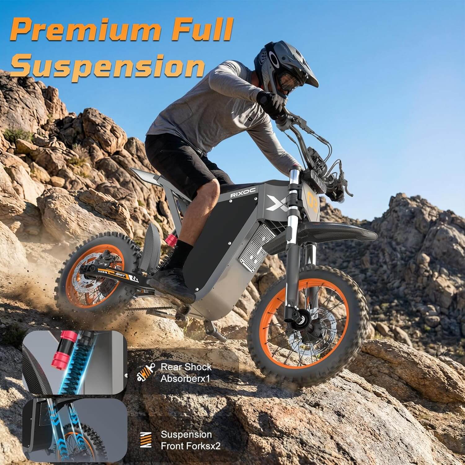 RIXOC GT16 3000W 52V Full Suspension Electric Dirt Bike
