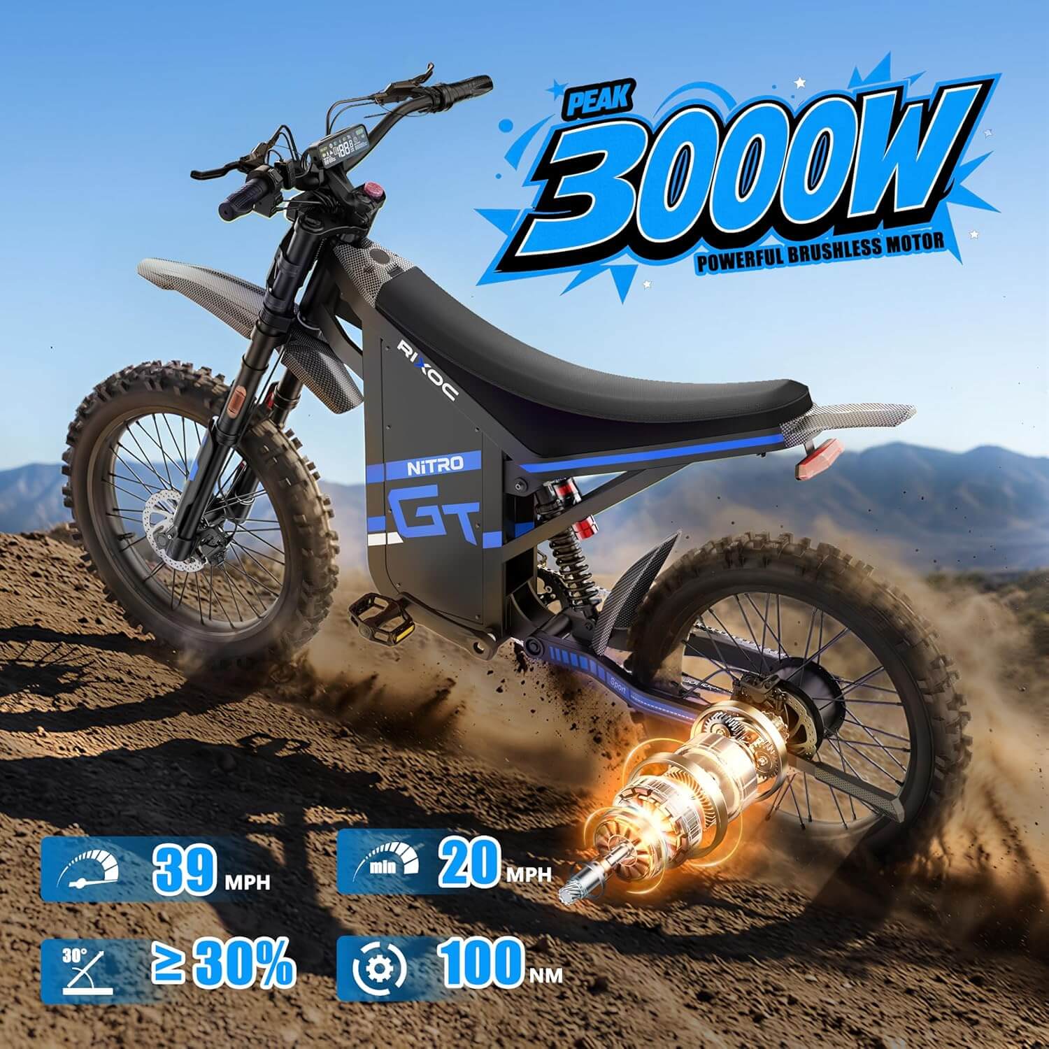 RIXOC GT19 3000W 53V Electric Dirt Bike
