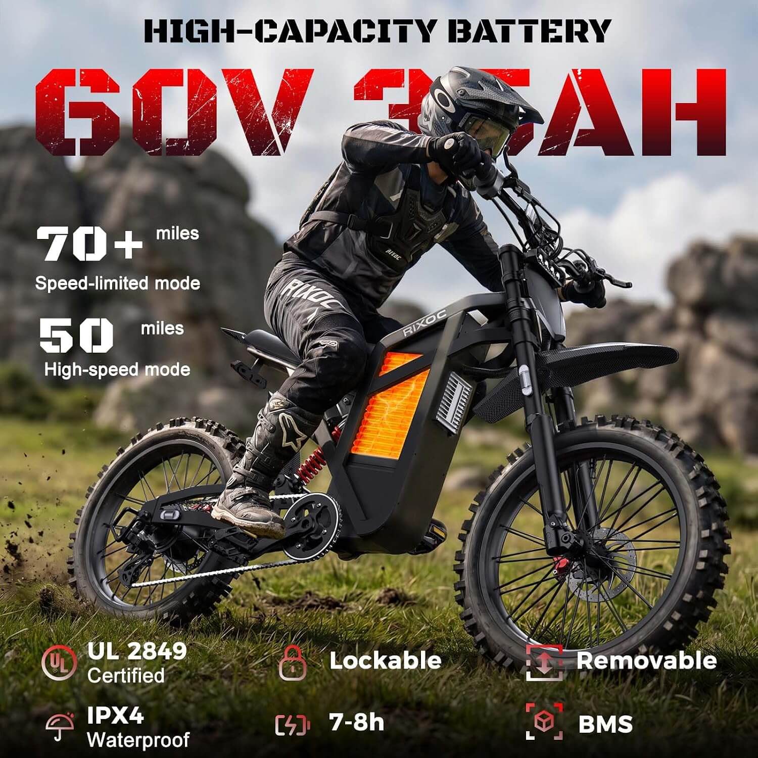 RIXOC GT60 3000W 60V Electric Dirt Bike