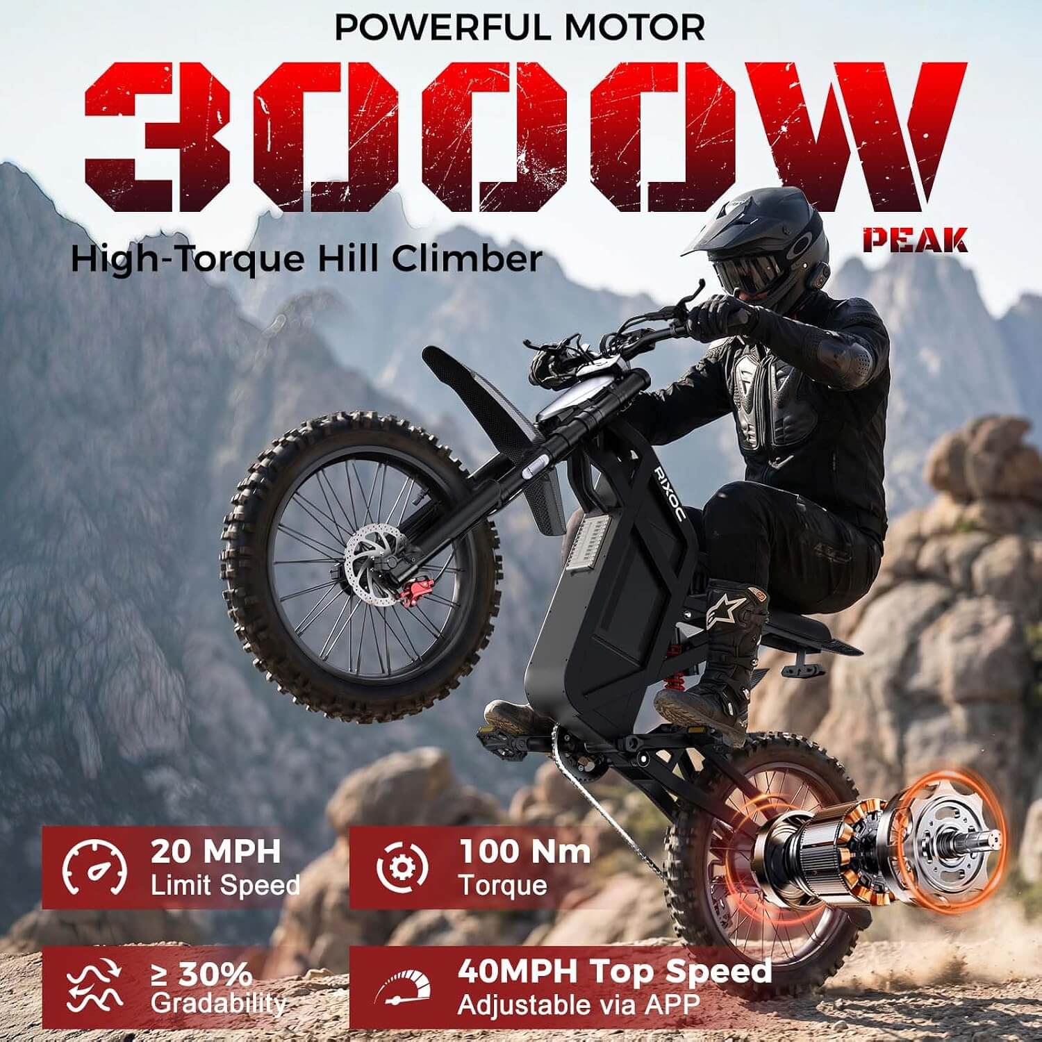 RIXOC GT60 3000W 60V Electric Dirt Bike