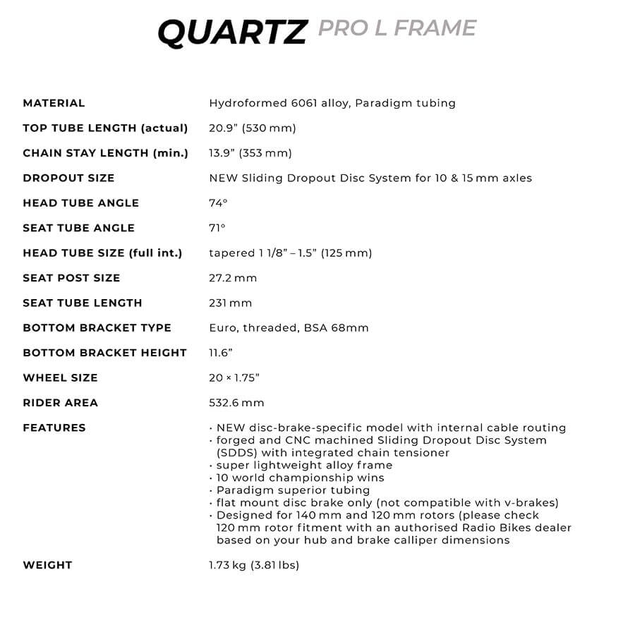 Radio Raceline QUARTZ PRO FRAME L