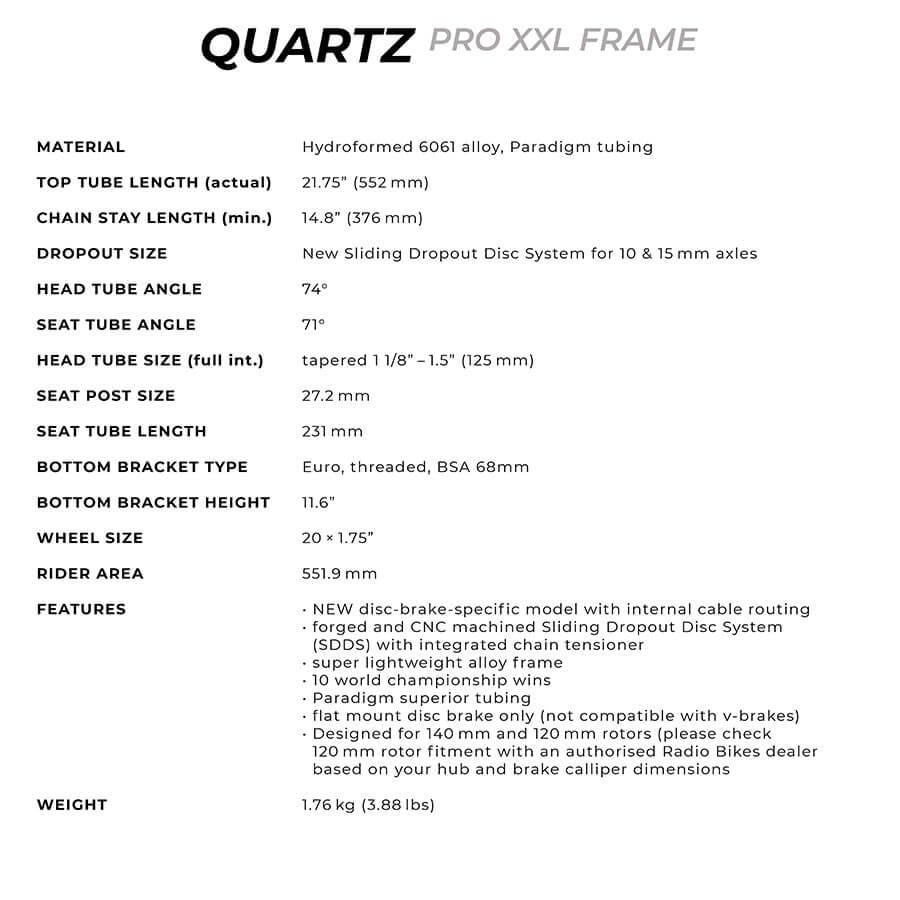 Radio Raceline QUARTZ PRO FRAME XXL