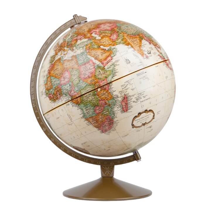Replogle 12" FRANKLIN Antique Raised Relief Ocean Desktop Globe