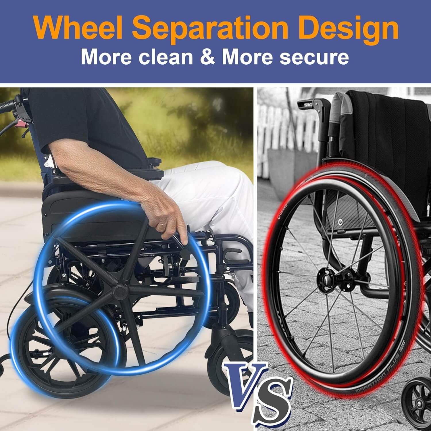 Retaoldth Self Propelled Manual Wheelchair, 18" Seat, Dual Brakes