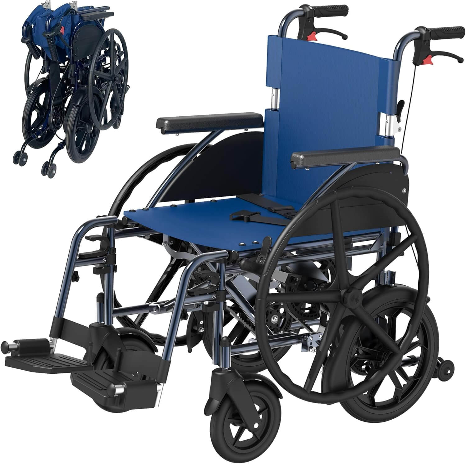 Retaoldth Self Propelled Manual Wheelchair, 18" Seat, Dual Brakes