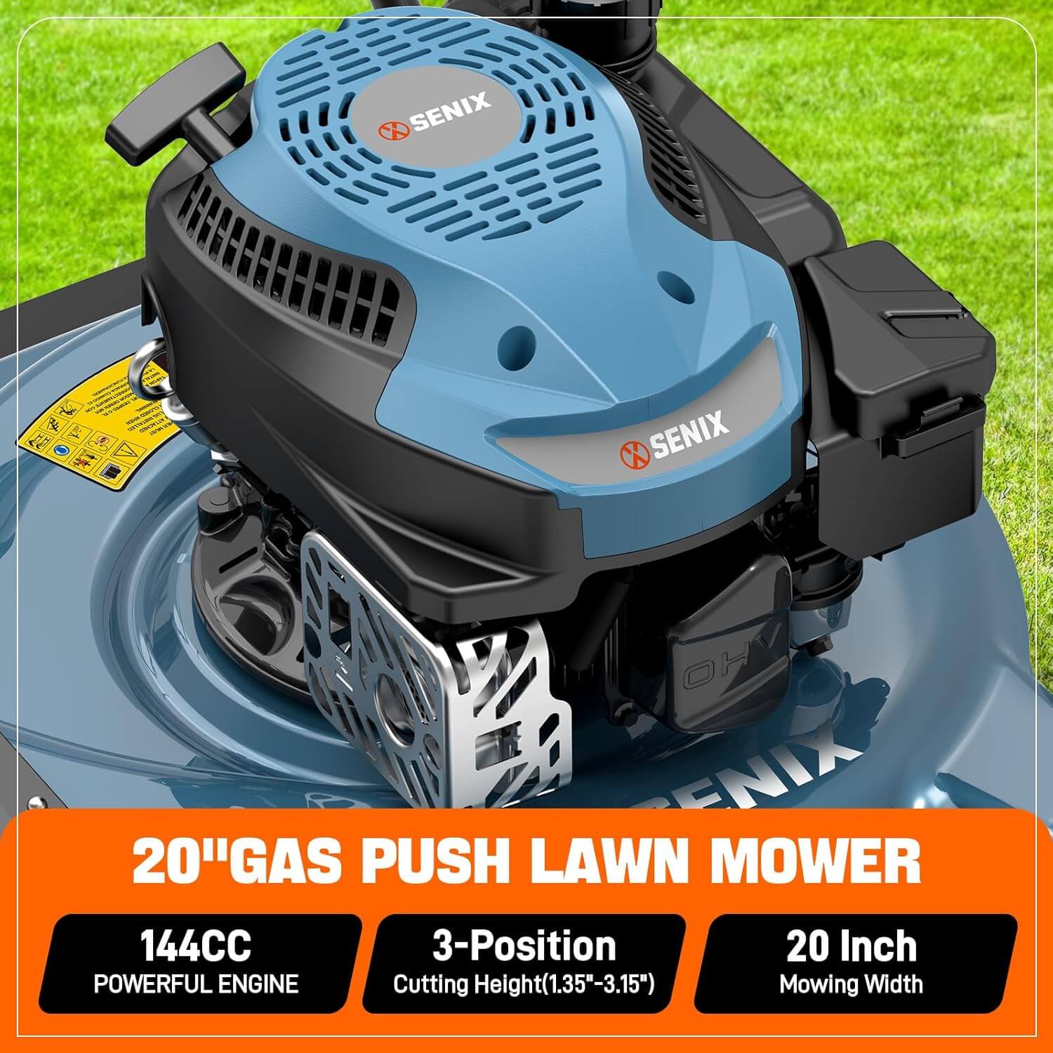 SENIX 20" 144cc Gas Push Lawn Mower