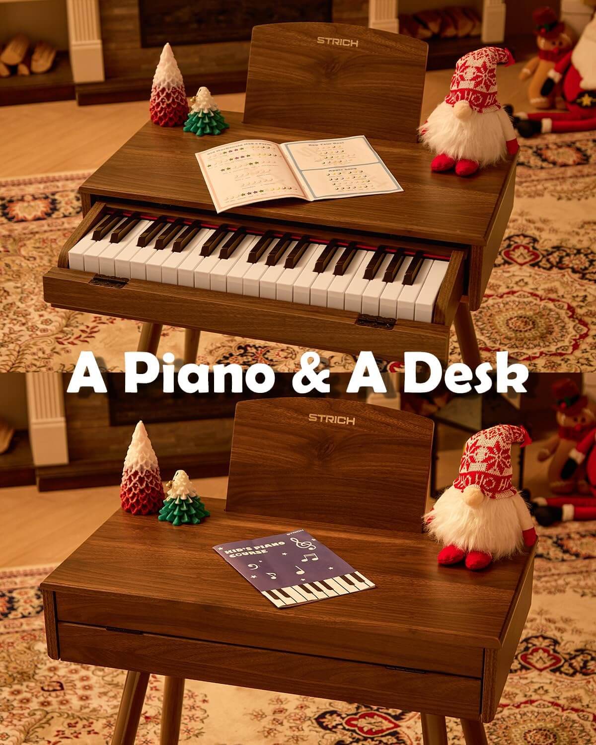 STRICH 37-Key Kids' Digital Toy Piano Keyboard Set with Stand & Chair