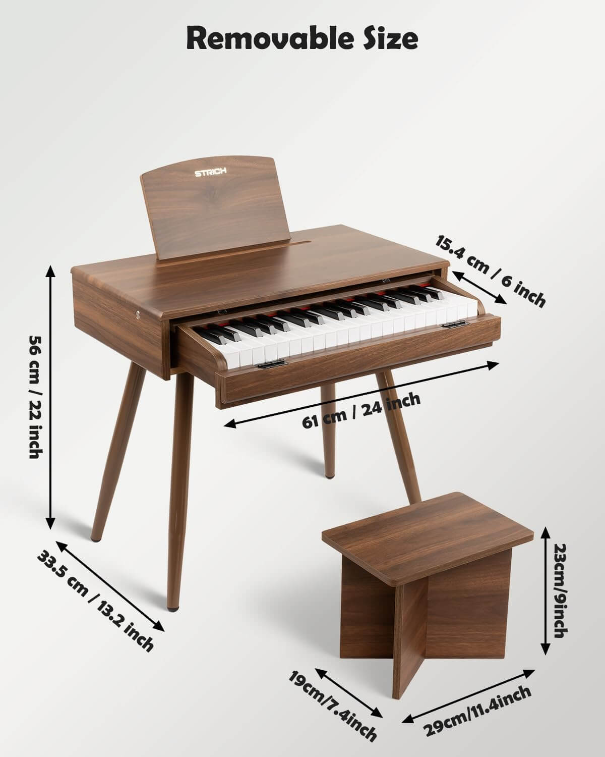 STRICH 37-Key Kids' Digital Toy Piano Keyboard Set with Stand & Chair