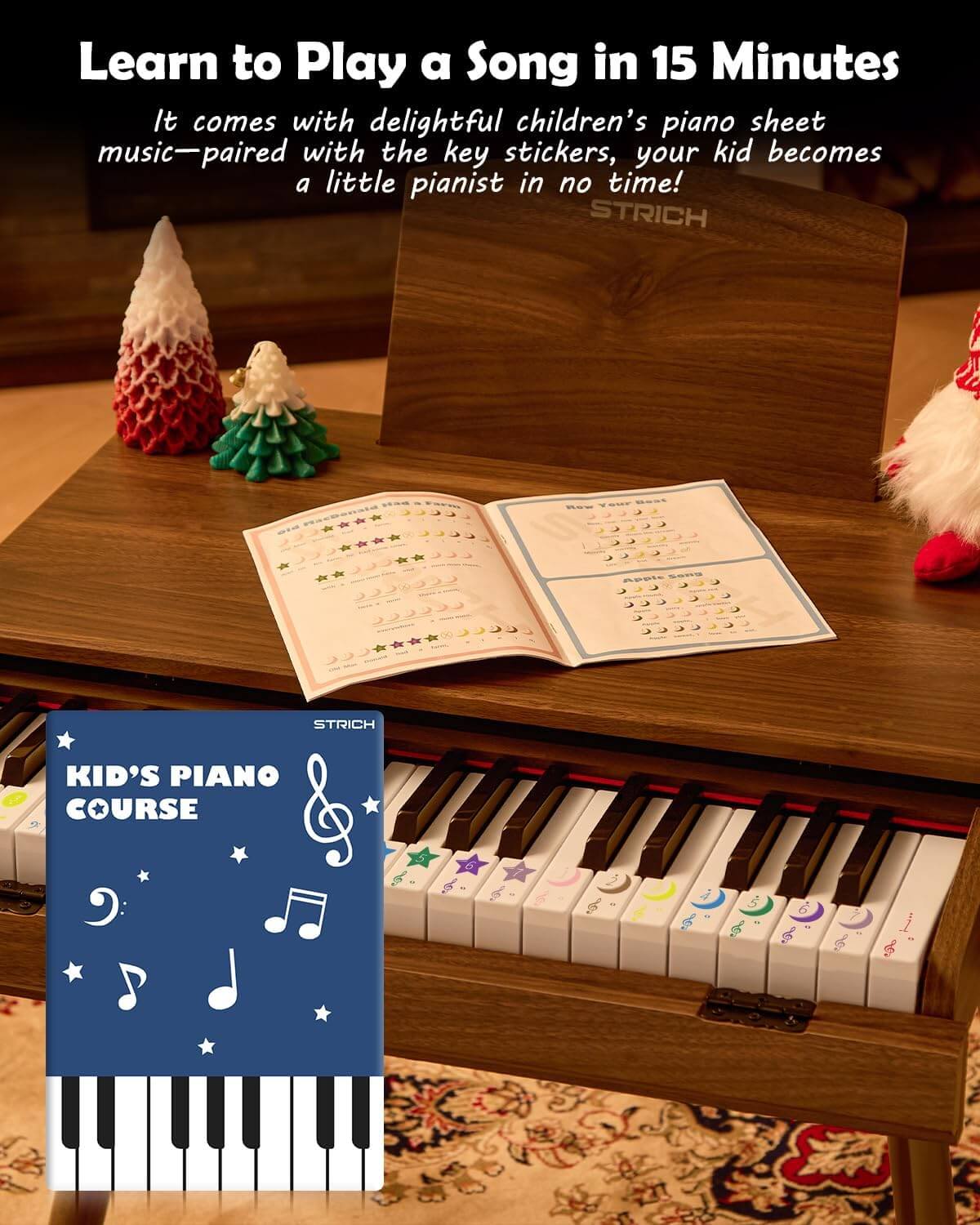 STRICH 37-Key Kids' Digital Toy Piano Keyboard Set with Stand & Chair