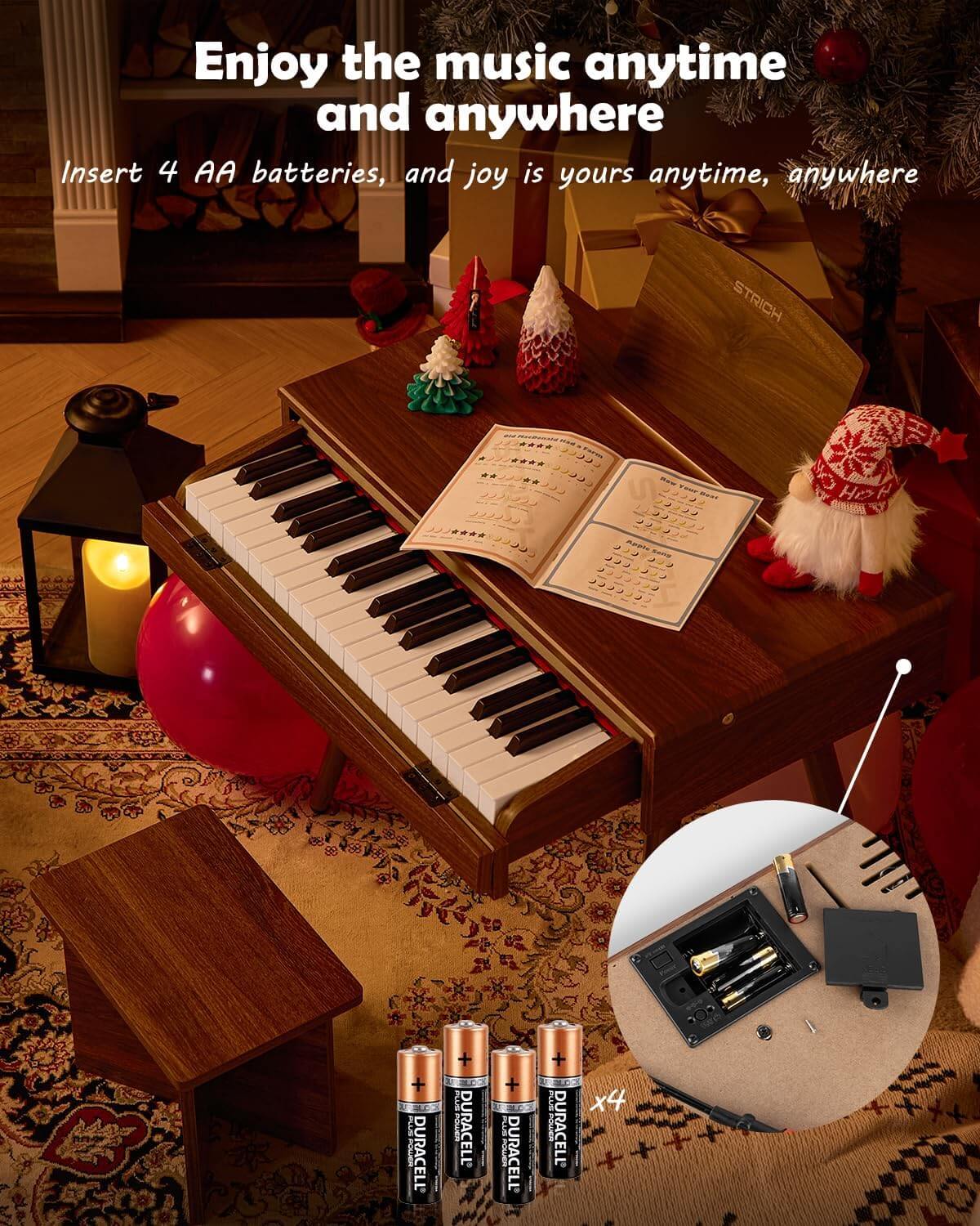 STRICH 37-Key Kids' Digital Toy Piano Keyboard Set with Stand & Chair