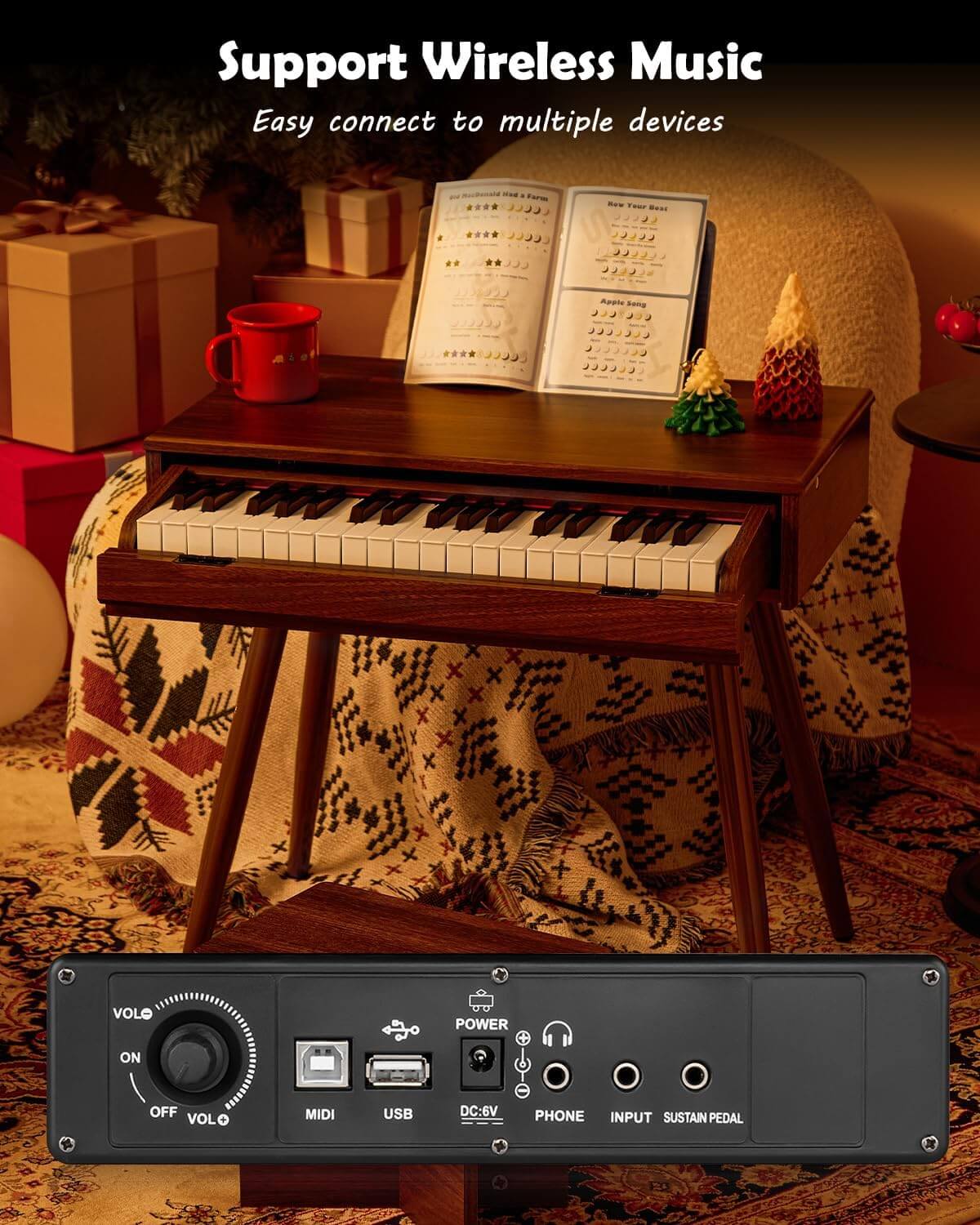 STRICH 37-Key Kids' Digital Toy Piano Keyboard Set with Stand & Chair