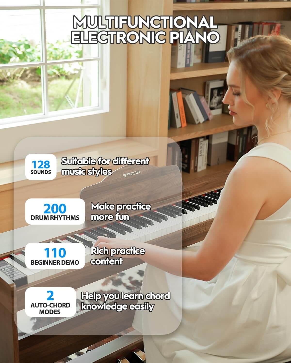 STRICH SDP-300W 88-Key Full Size Digital Piano with Furniture Stand