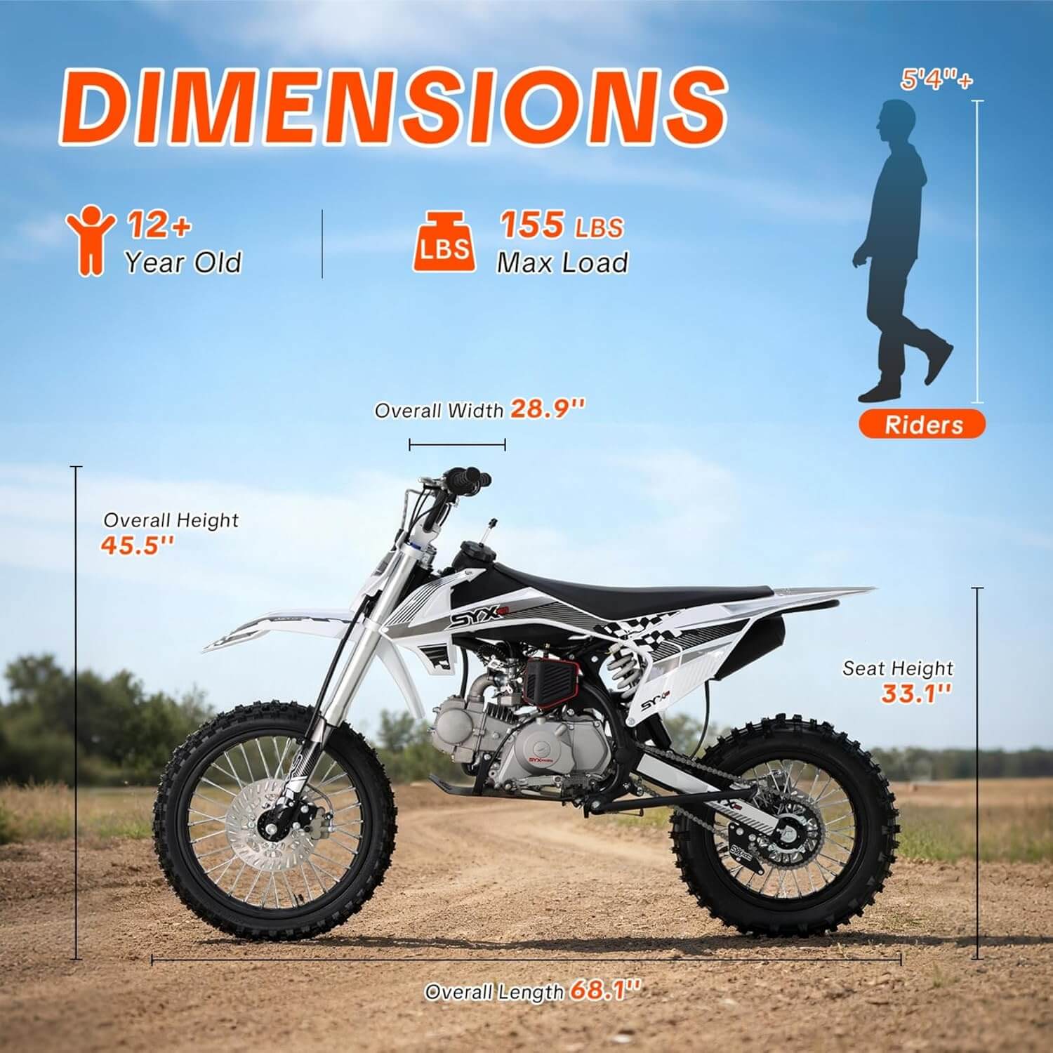 SYX MOTO 125cc 4-Stroke Manual Transmission Gas Dirt Bike