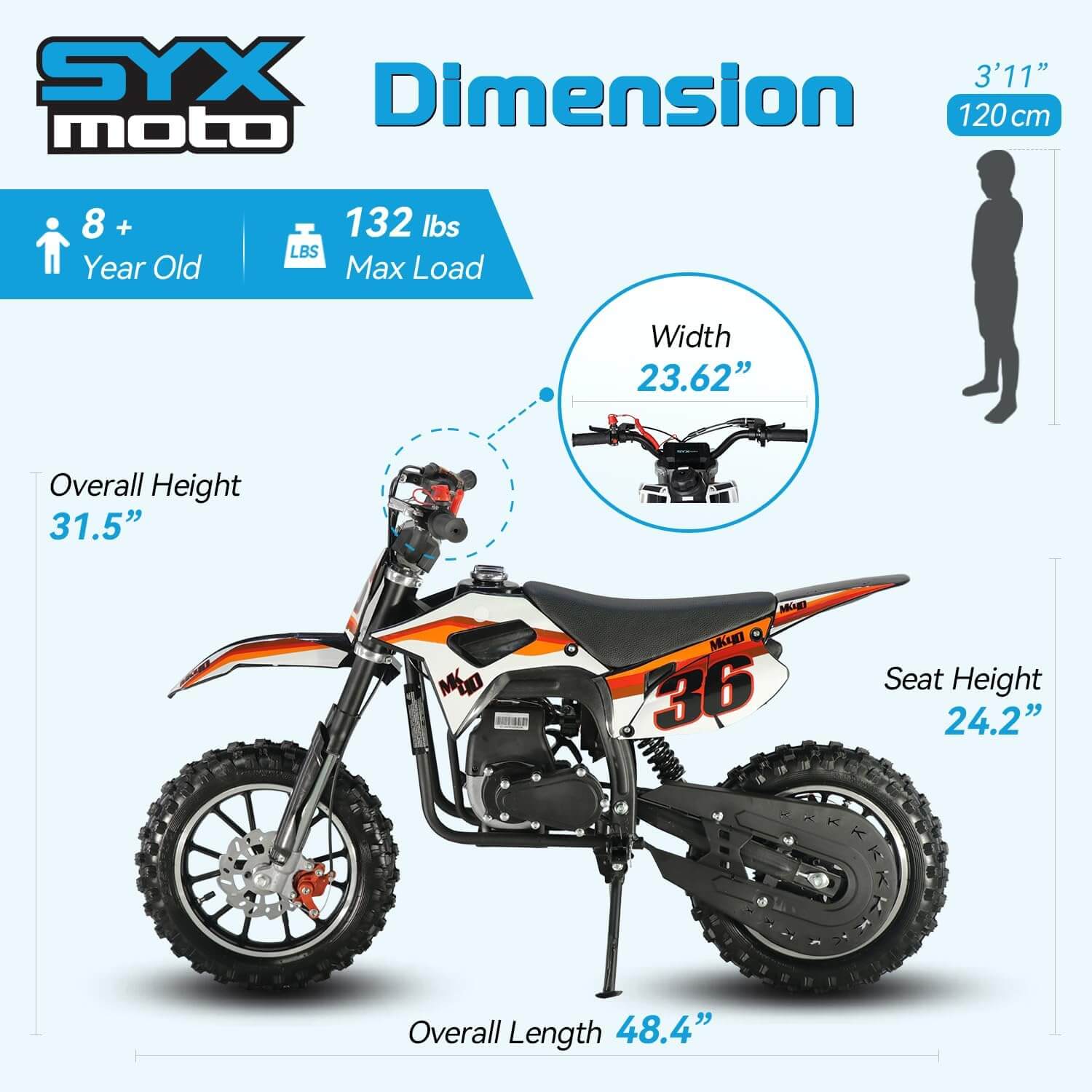 SYX MOTO VK 40cc 4-Stroke Kids' Gas Dirt Mini Bike