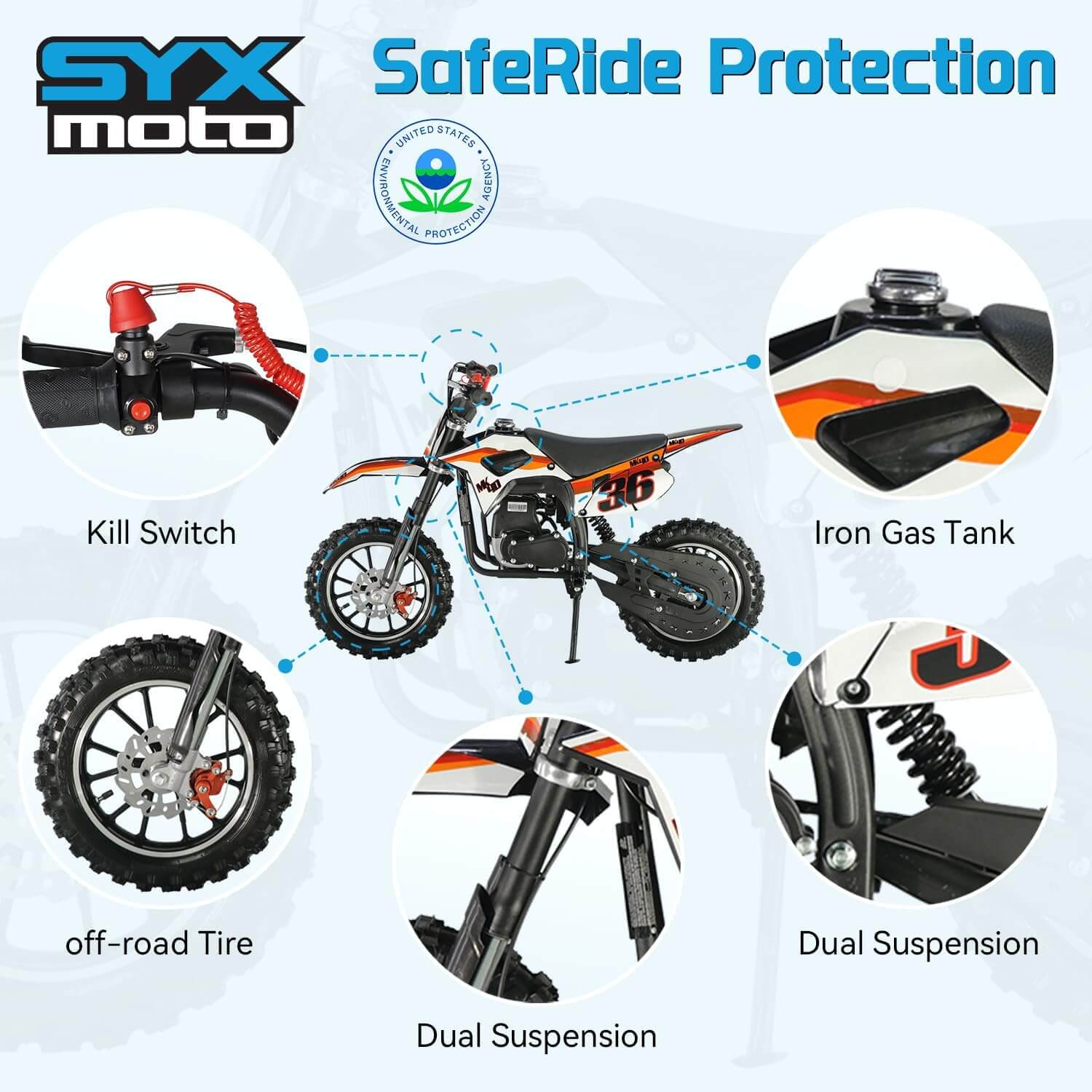 SYX MOTO VK 40cc 4-Stroke Kids' Gas Dirt Mini Bike