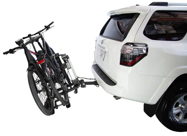 Saris DOOR COUNTY Motorized Hitch Bike Rack, 2 Bikes, Electric Lift & Rear Lights, Easy Tilt