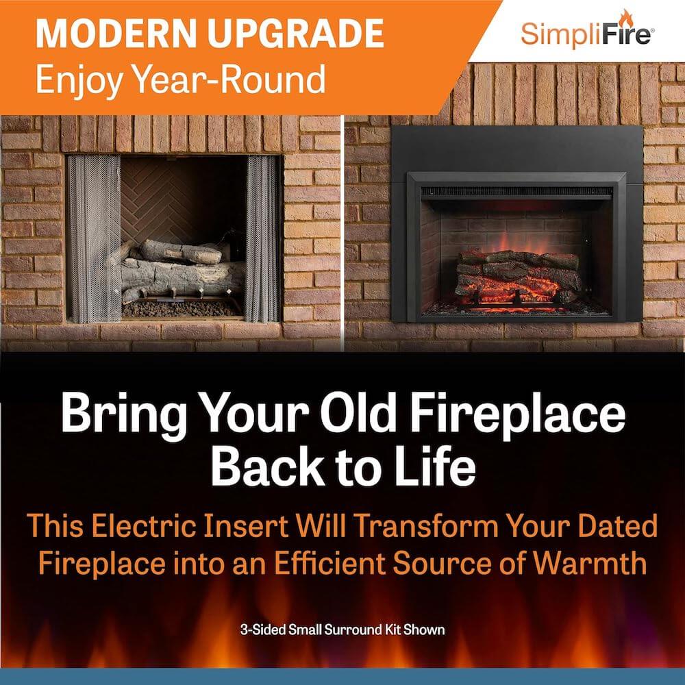 SimpliFire GI-32-ZC 32" Electric Fireplace Insert, Plug-In Ready