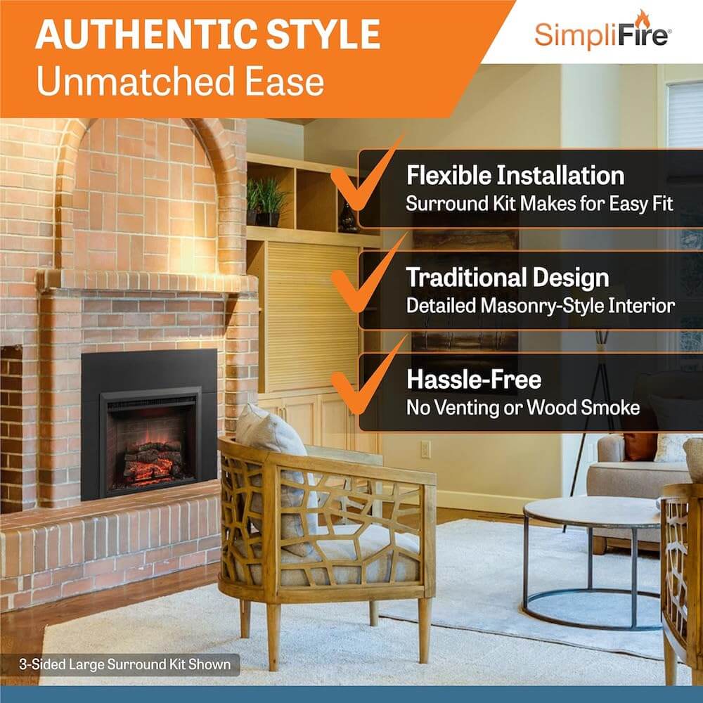 SimpliFire GI-32-ZC 32" Electric Fireplace Insert, Plug-In Ready