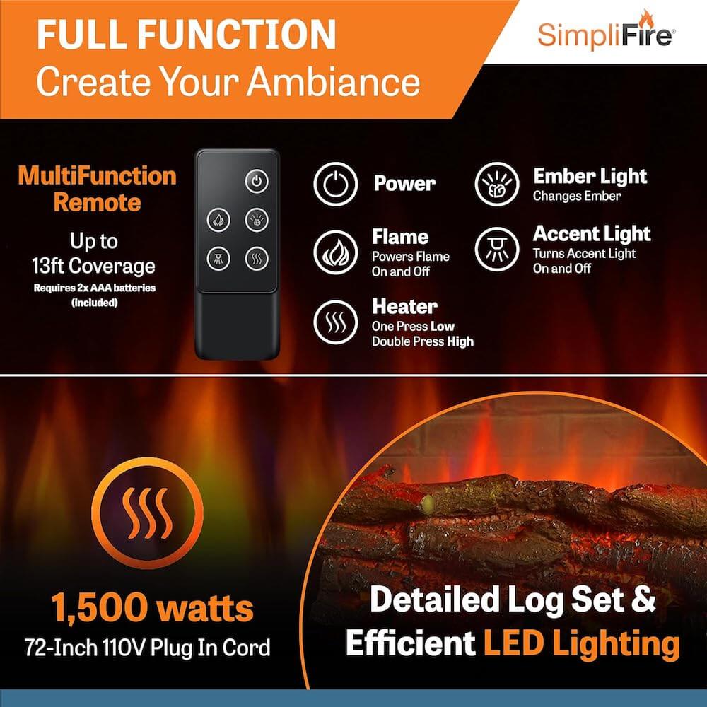 SimpliFire GI-32-ZC 32" Electric Fireplace Insert, Plug-In Ready