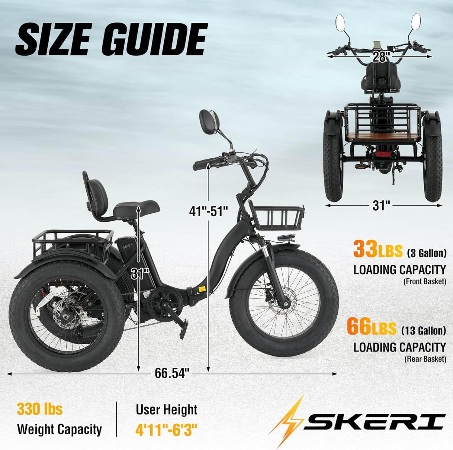 Skeri ET03 Folding Fat Tire Electric Trike