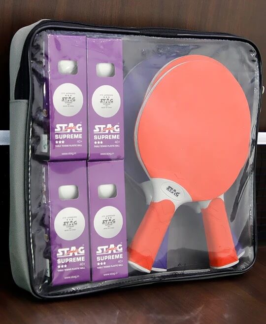 Stag KONA OUTDOOR Folding TT Table Tennis Ping Pong Table, 4-Player Bundle