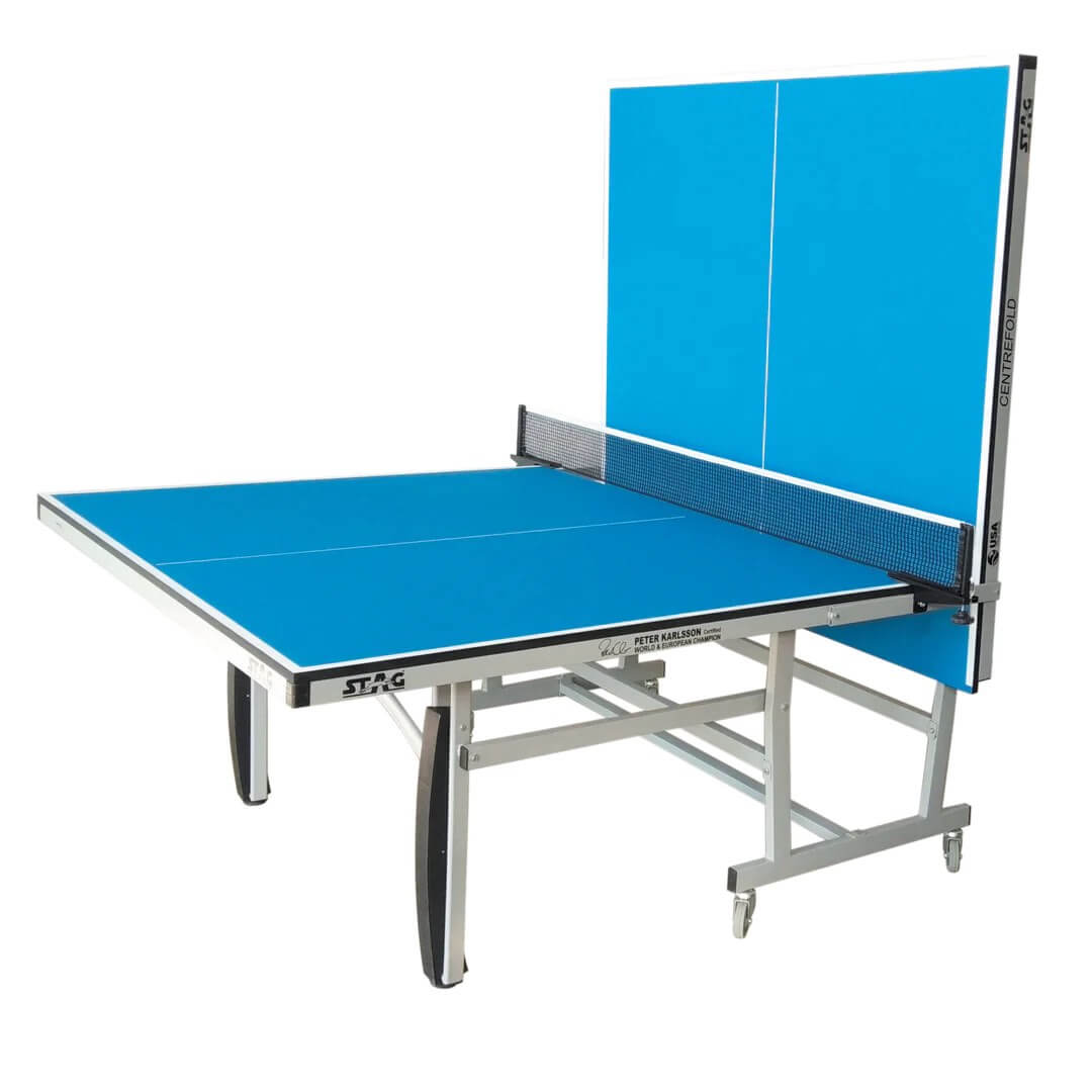 Stag PETER KARLSSON INDOOR Folding Centrefold Recreation TT Table Tennis Table Bundle
