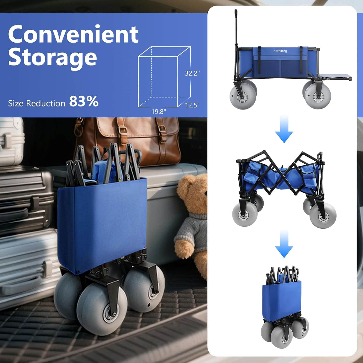 Strolking 51" Foldable Beach Wagon, Pump Included