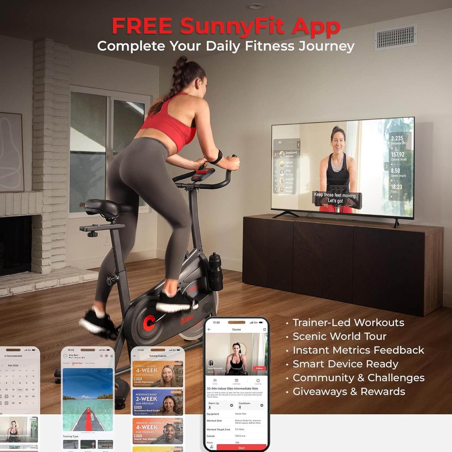 Sunny Health & Fitness ACTIVE Series Smart Exercise Bike