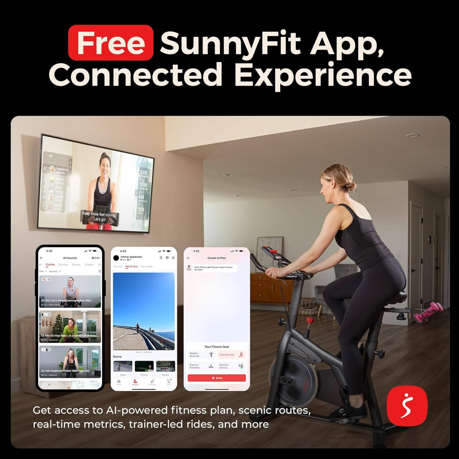 Sunny Health & Fitness ACTIVE Series Smart Exercise Bike