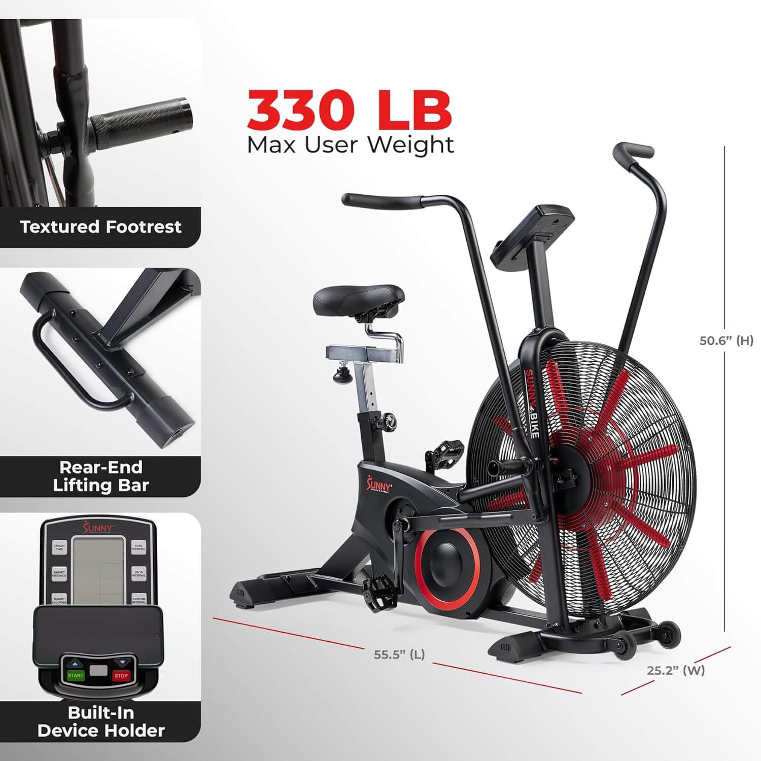 Sunny Health & Fitness SF-B223018 Air Resistance Exercise Fan Bike