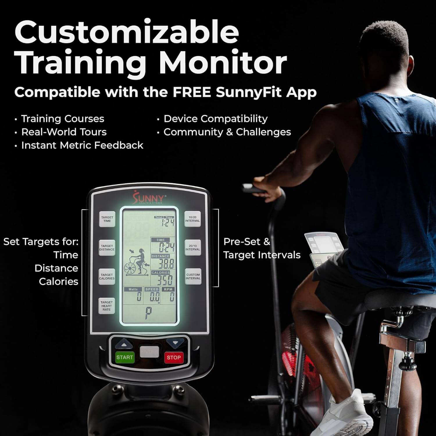 Sunny Health & Fitness SF-B223018 Air Resistance Exercise Fan Bike