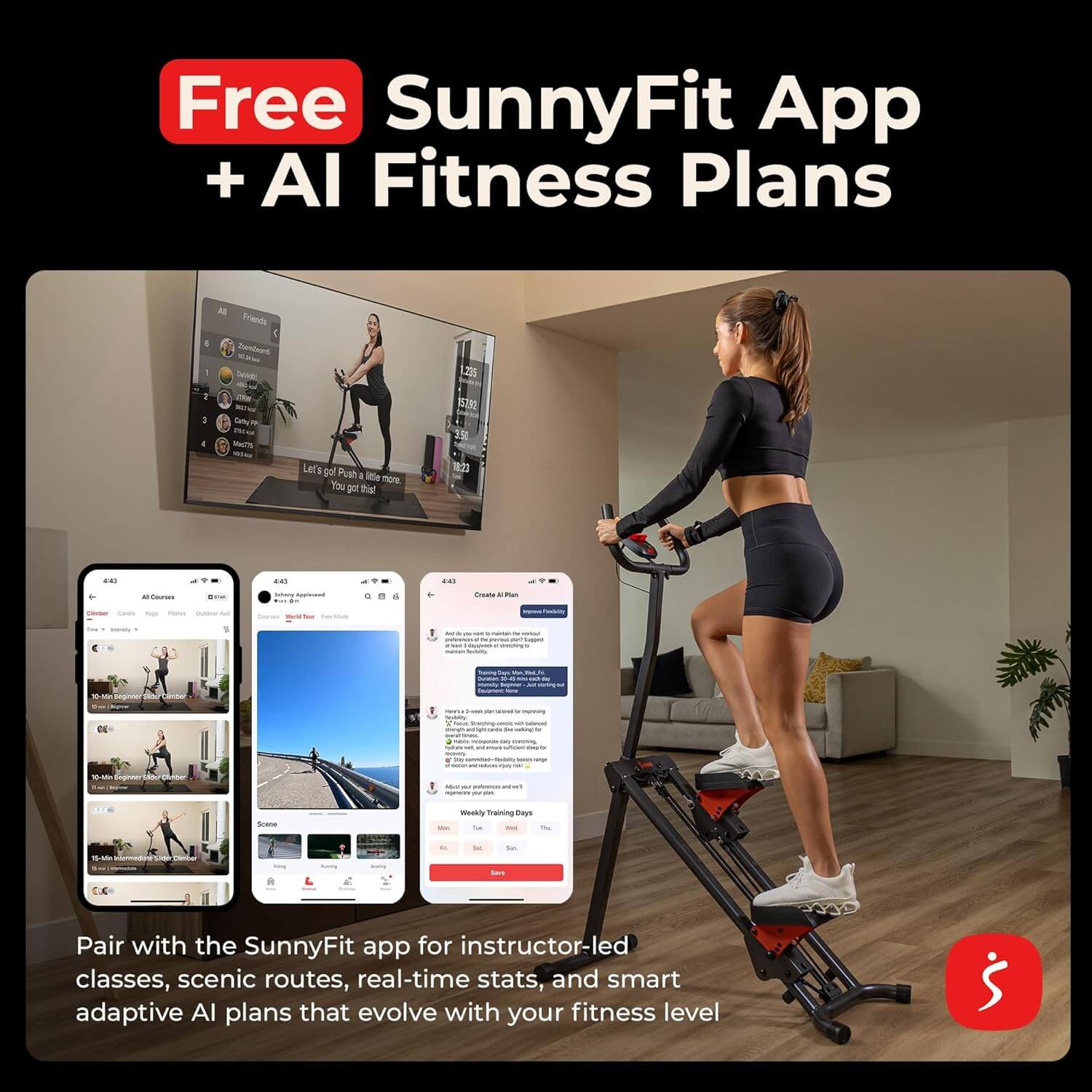 Sunny Health & Fitness SF-S025005 Stair Stepper Climber with Handlebar