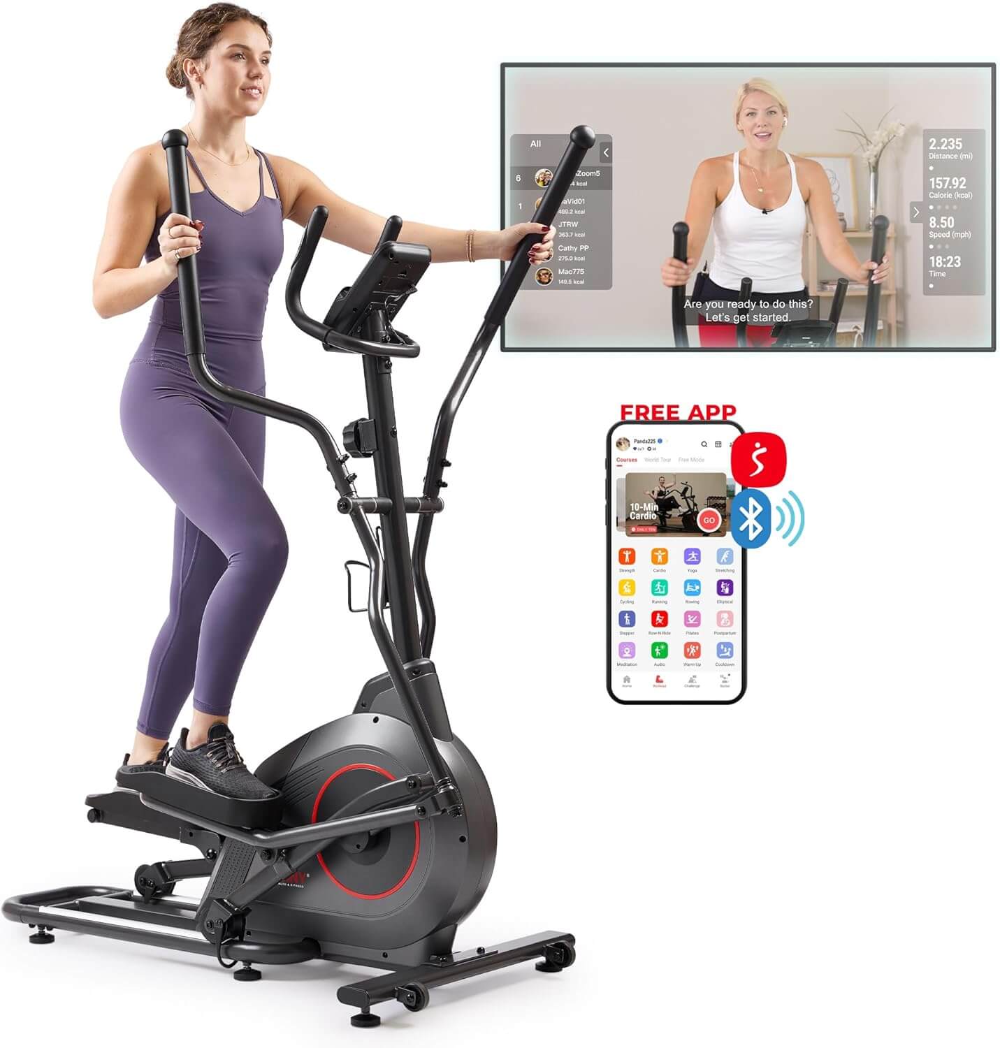 Sunny Health & Fitness Smart Upright Elliptical Machine