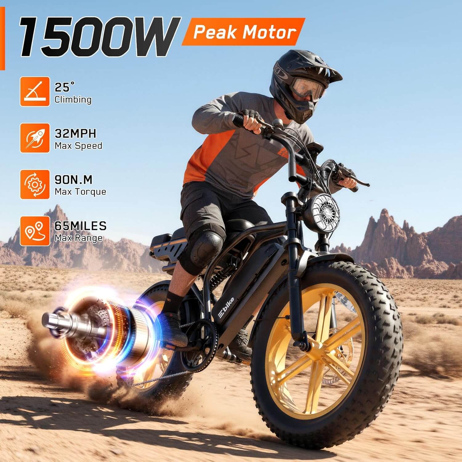 TS TST GRP 1500W 48V Suspension Fat Tire Electric Bike