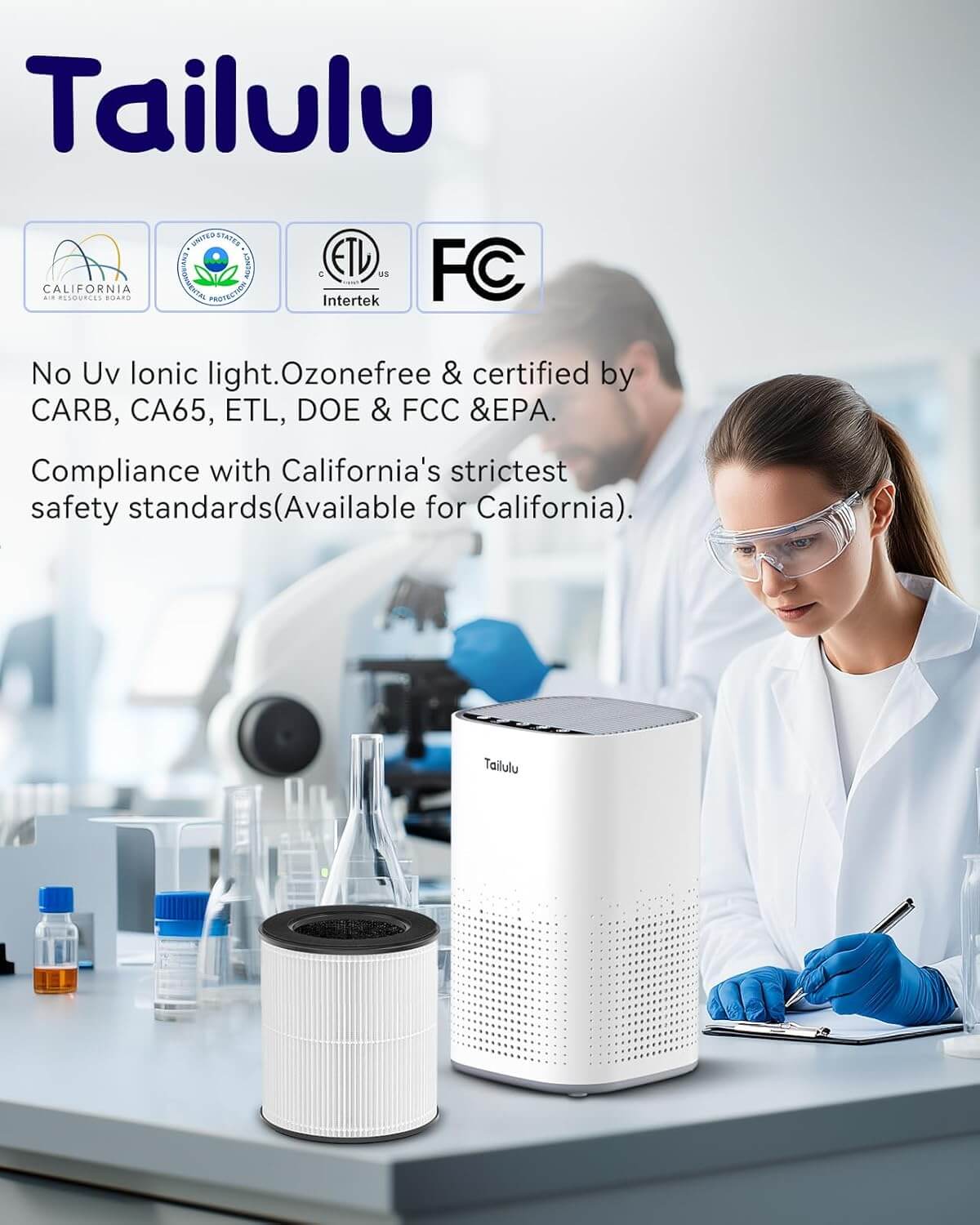 Tailulu H13 True HEPA Air Purifier for Home Large Room up to 1500ft²