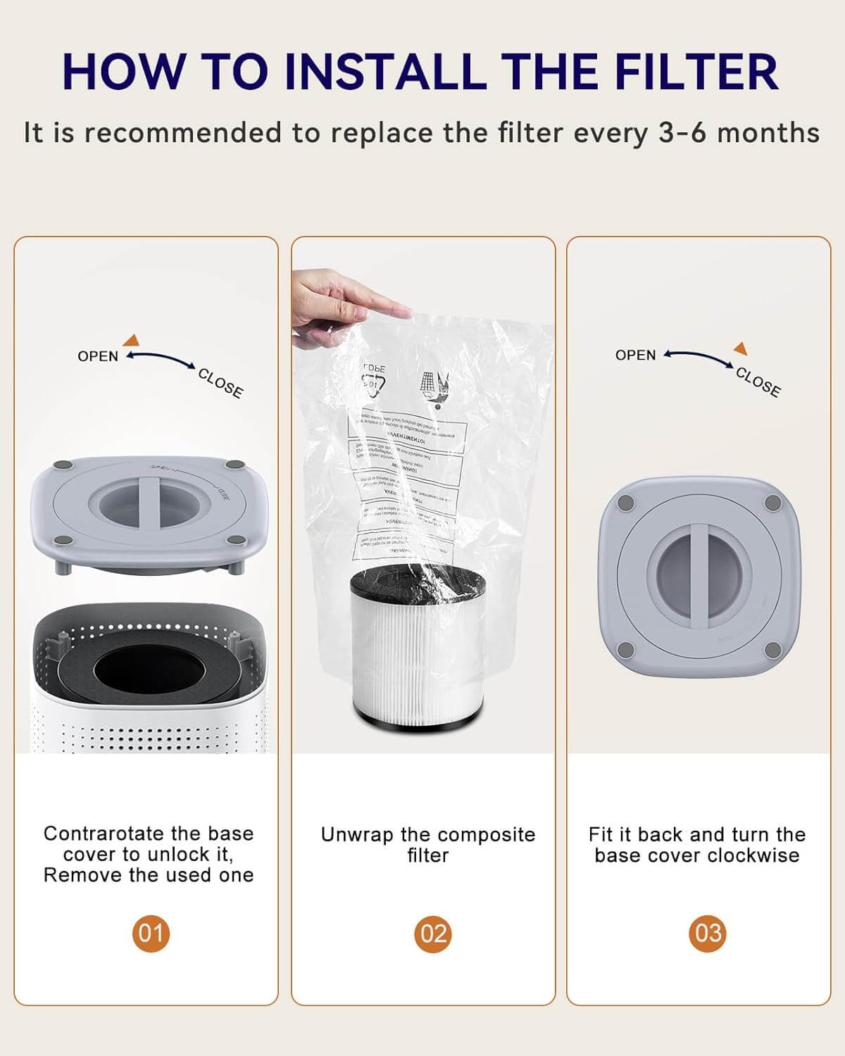 Tailulu H13 True HEPA Air Purifier for Home Large Room up to 1500ft²