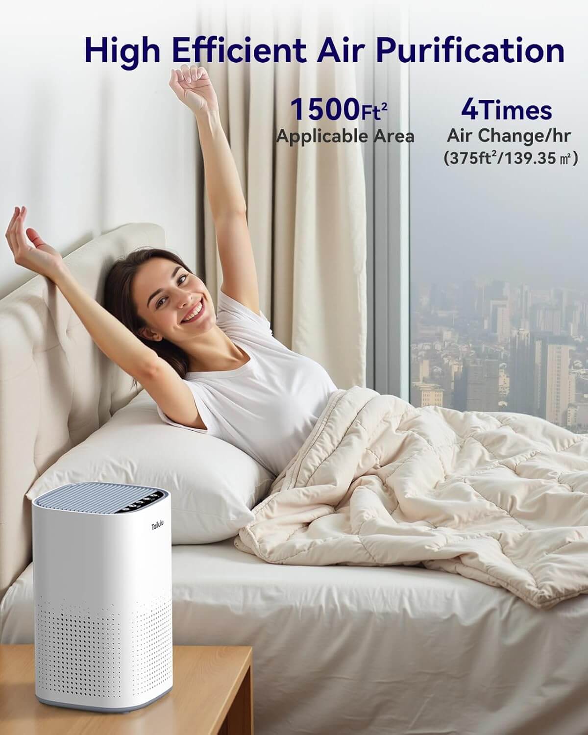 Tailulu H13 True HEPA Air Purifier for Home Large Room up to 1500ft²