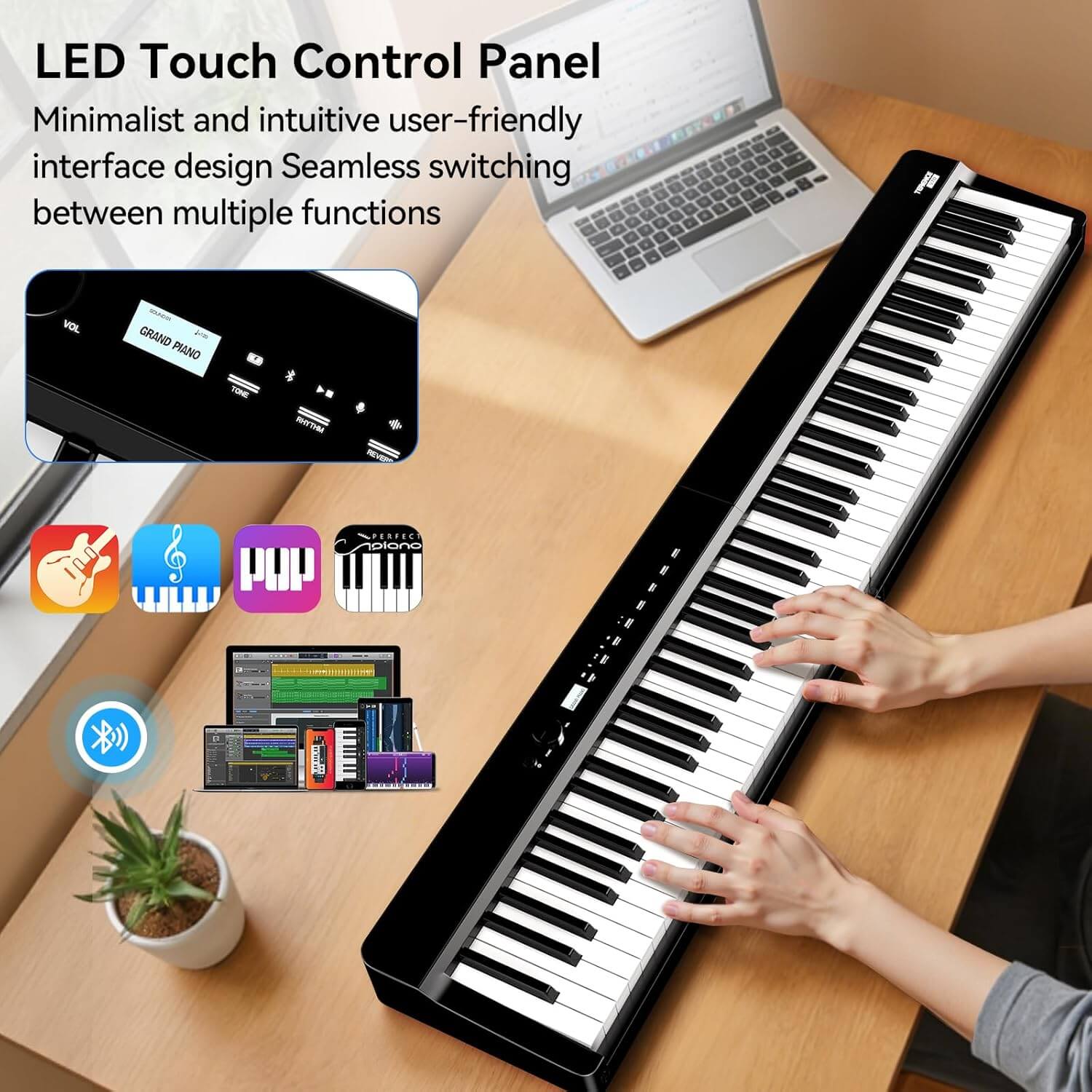 keyboard piano with pedal Terence V70 FOLDING 88-Key Full Size Weighted Digital Keyboard Piano