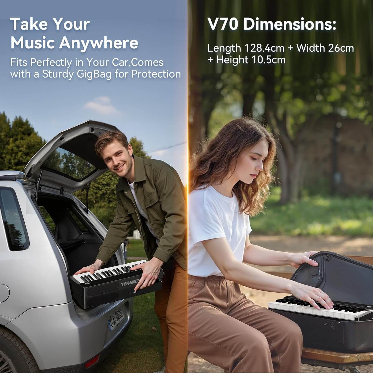 Terence V70 FOLDING 88-Key Full Size Weighted Digital Keyboard Piano