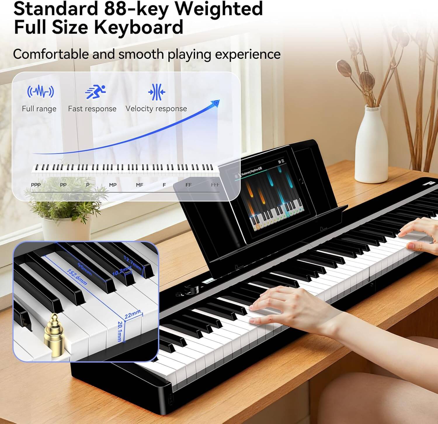piano keyboard with pedal Terence V70 FOLDING 88-Key Full Size Weighted Digital Keyboard Piano