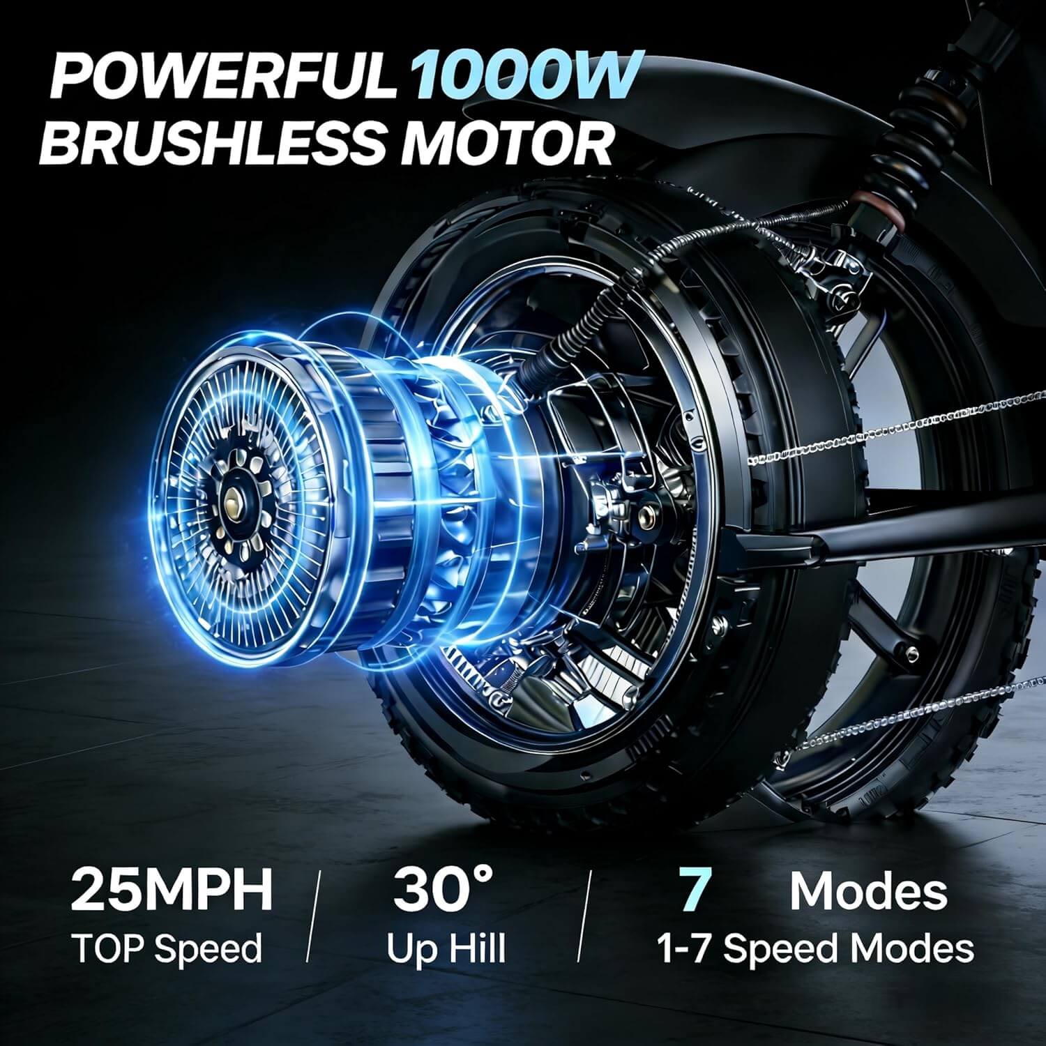 TltZeen M3 1000W 48V Moped Style Double Suspension Fat Tire Electric Bike