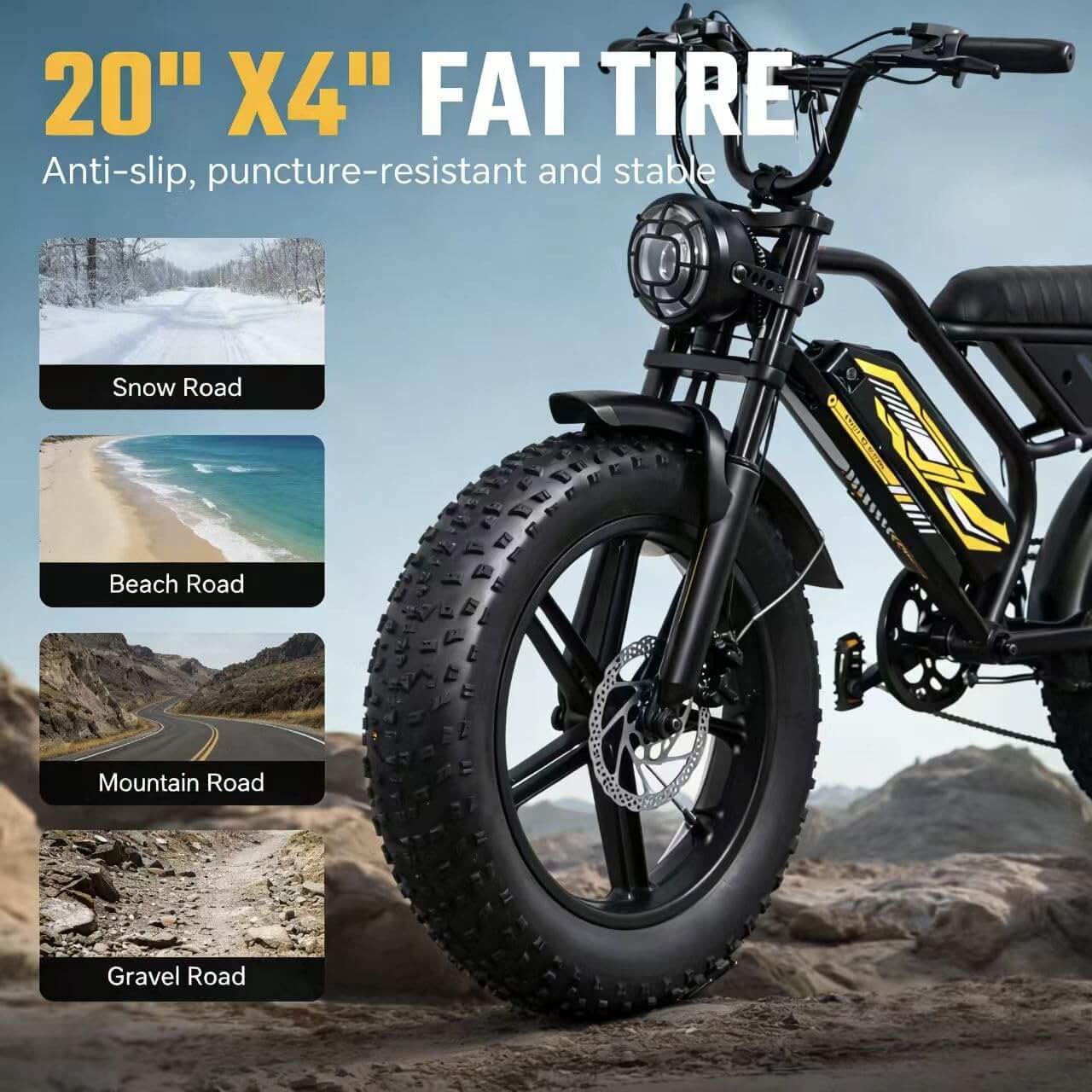 TltZeen M3 1000W 48V Moped Style Double Suspension Fat Tire Electric Bike