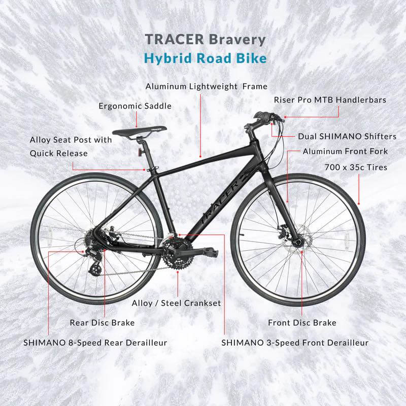 Tracer BRAVERY 8 Speed Aluminum Frame Hybrid Road Bike