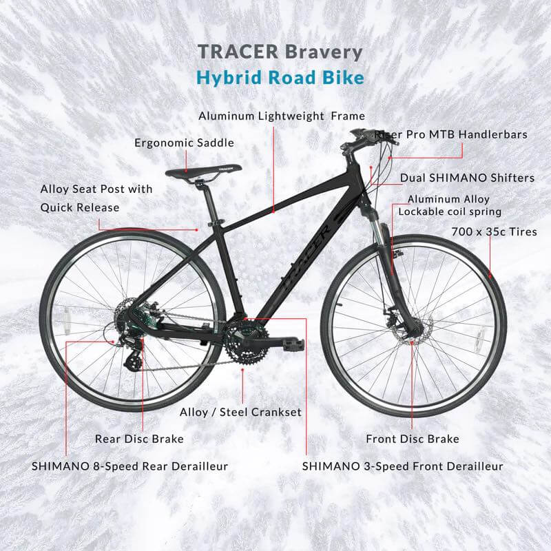 Tracer BRAVERY DX 24 Speed 700x35c Tires Hybrid Bike