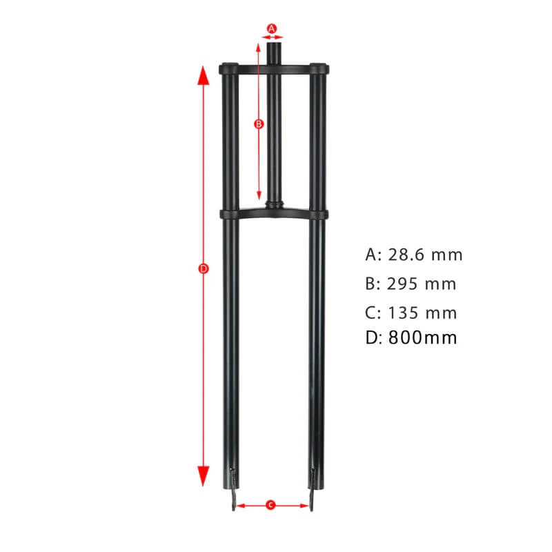 Tracer FK-TP80305135D8 Triple Tree Fork for 4.0 Tire with Disc Brake 1-1/8" (28.6 mm)